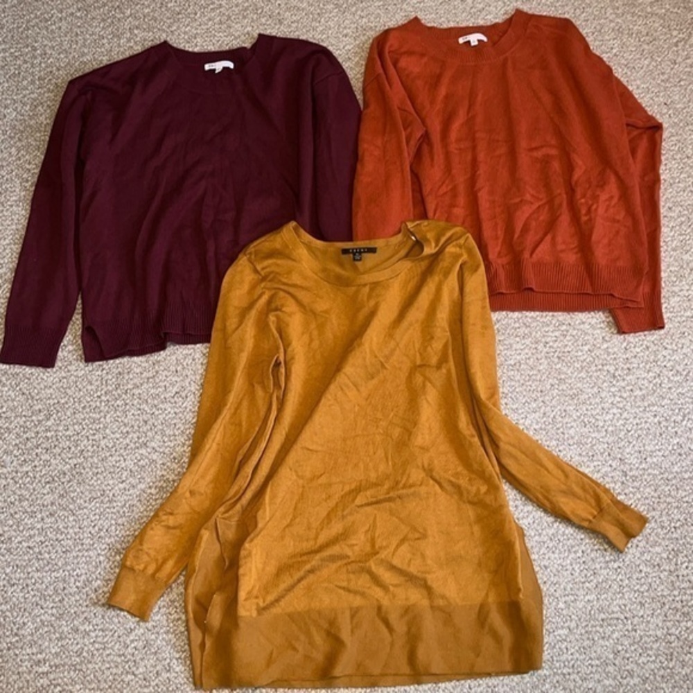 Stylish Women's Sweater Set - Burgundy, Orange, Mustard